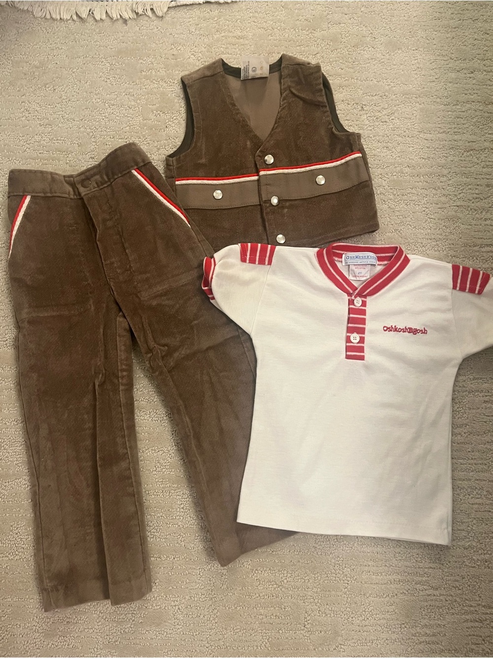 Vintage 70’s Sears set with OshKosh B'gosh Boys 2T Striped Tee
